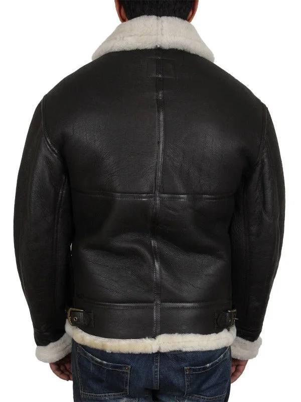 Black real leather Faux fur bomber jacket