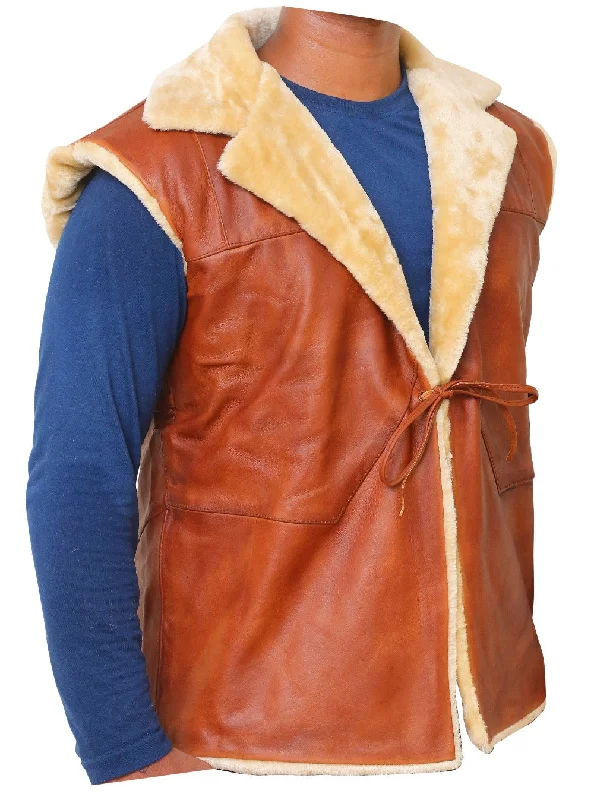 Brown Cord Style Leather Vest