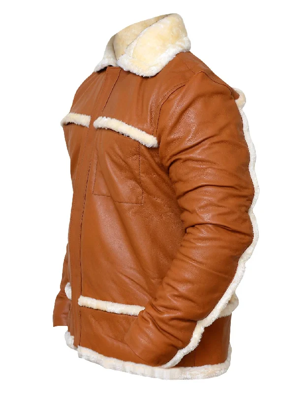 Tan leather jacket for winter