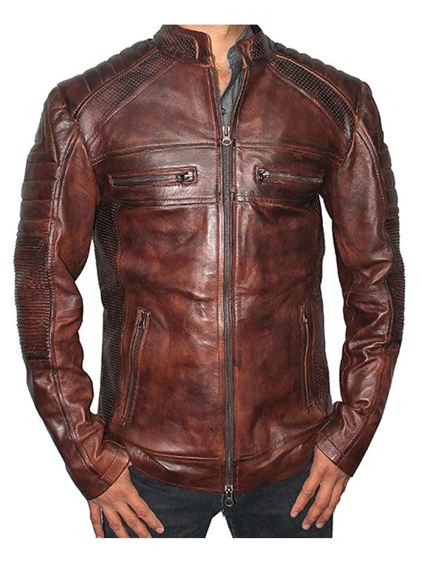 Cafe Racer Distressed leather jacket - Brown