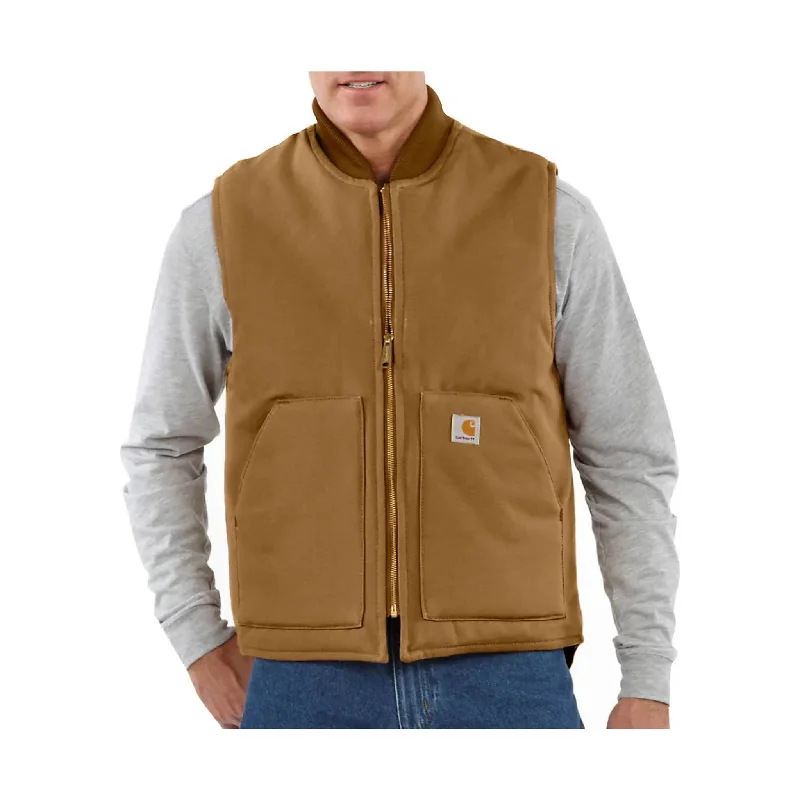 Carhartt Men's Rib Collar Insulated Relaxed Fit Firm Duck Vest - Carhartt Brown - ONLINE STORE CREDIT/EXCHANGE ONLY