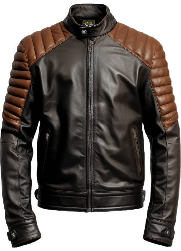 Men Black Brown Leather Jacket - Leather Jacket Black Brown