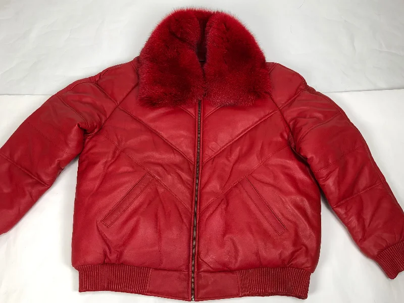 Men's V-Bomber Red Premium Red Fox Collar