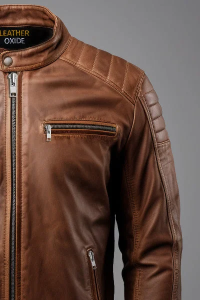 Hudson Brown Moto Biker Leather Jacket