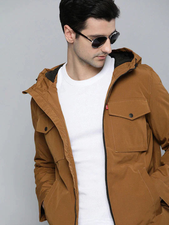 Men's Solid Hooded Jacket