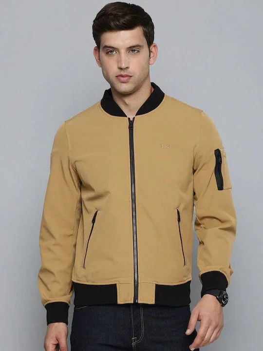 Men's Solid Band Neck Jacket