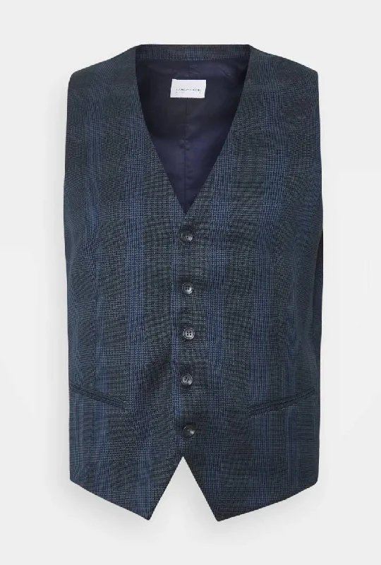 LINDBERGH NAVY CHECK WAISTCOAT