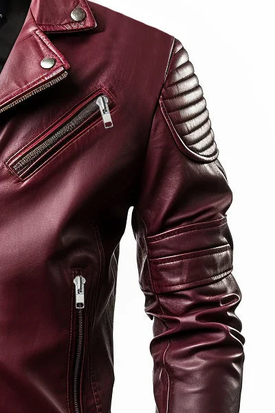 Men Angel Maroon Designer Leather Jacket