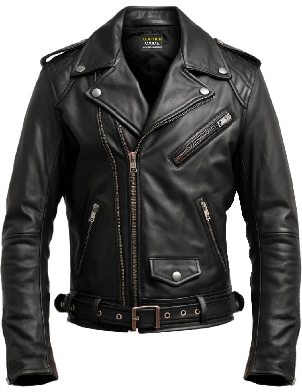 Men Black Biker Leather Jacket - Biker Jacket For Men