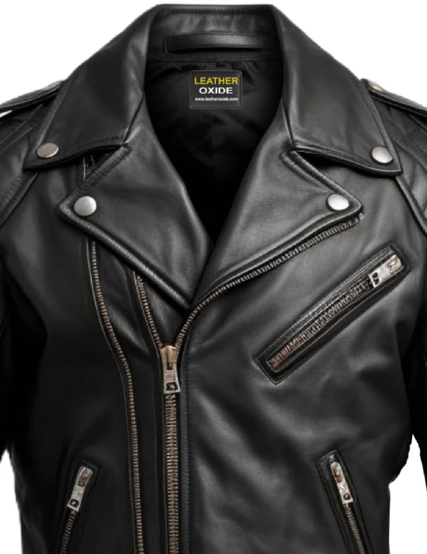 Men Black Biker Leather Jacket - Biker Jacket For Men