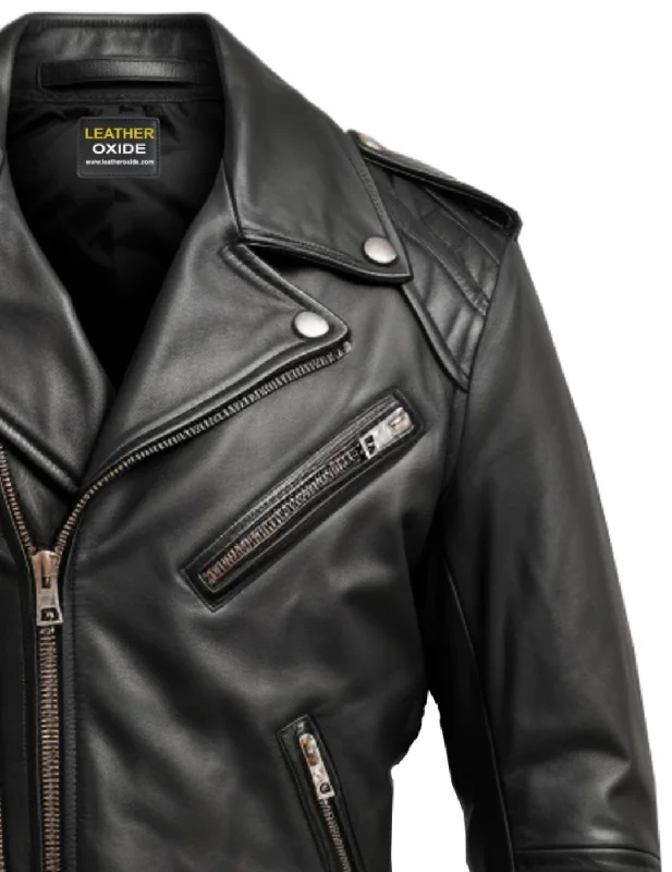 Men Black Biker Leather Jacket - Biker Jacket For Men