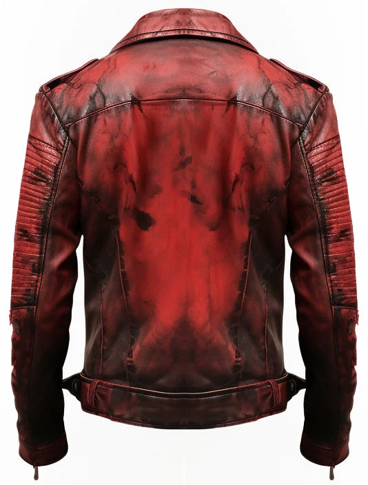 Men Bloody Red Leather Jacket for Halloween