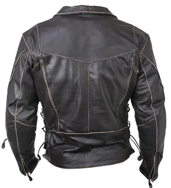 Men Brando Rub Off Leather Jacket