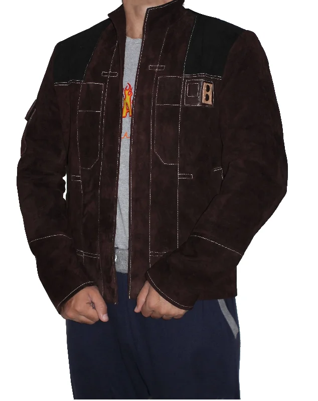 Men Casual Suede Leather Jacket - Dark Brown