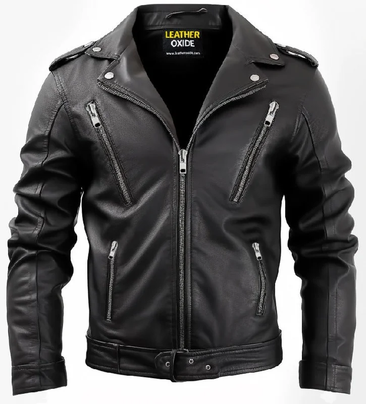 Men Nifty Black Leather Jacket