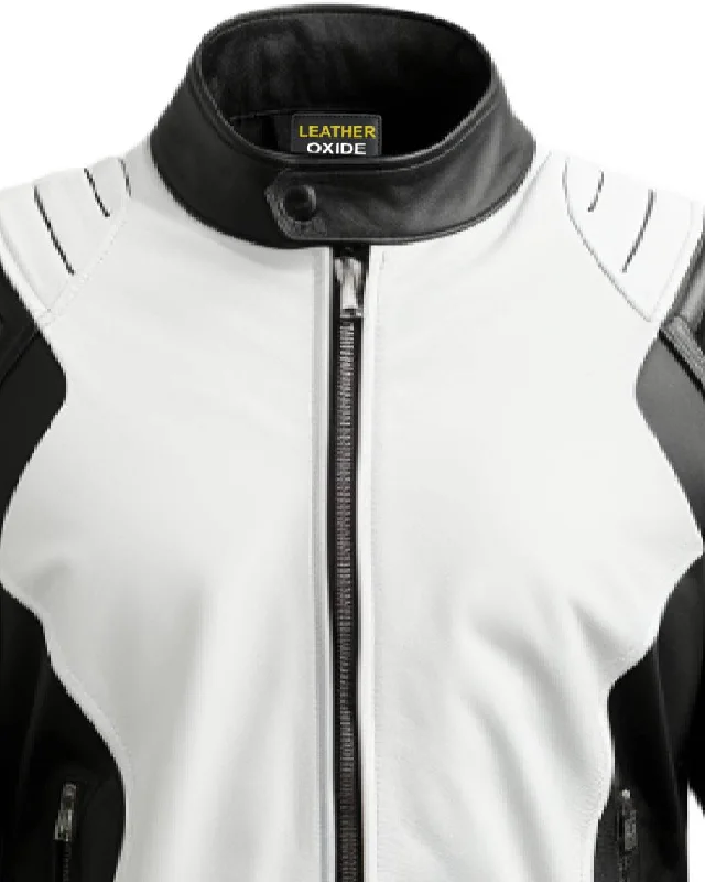 Mens Leather Jacket - Faux Leather Black and White