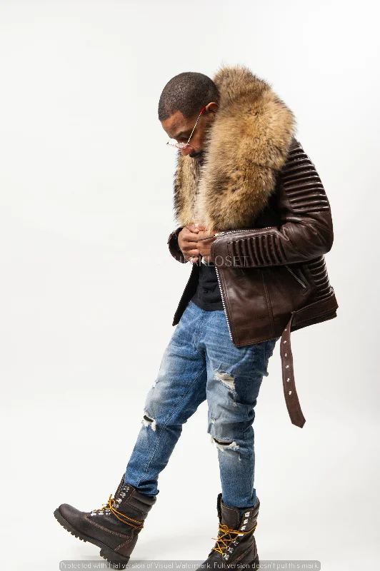 Men's Trey Biker Brown With John Snow Fur