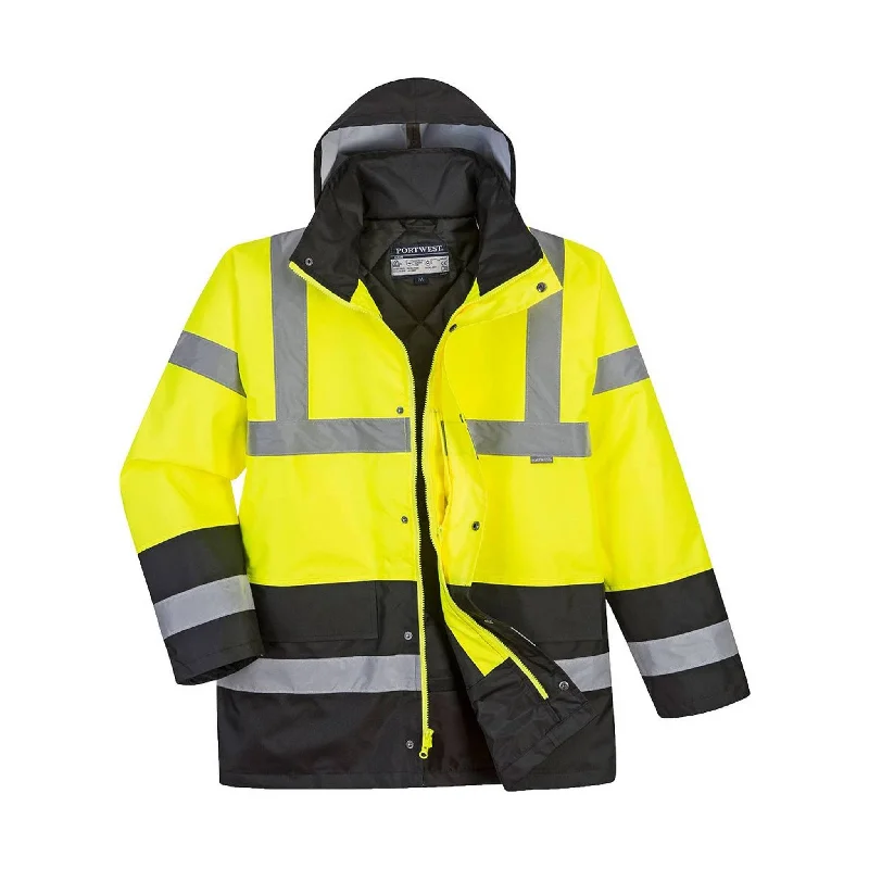 Portwest Men's Hi-Viz Contrast Traffic Jacket - Yellow/Black