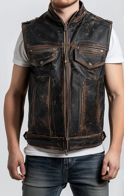 Rocco Men Distressed Leather Vest