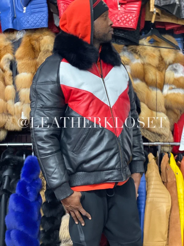 V-Bomber With Premium Fox Collar [Chicago Bulls]