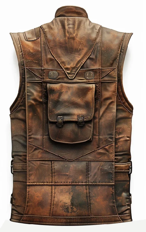 Vintage Brown Military Leather Vest