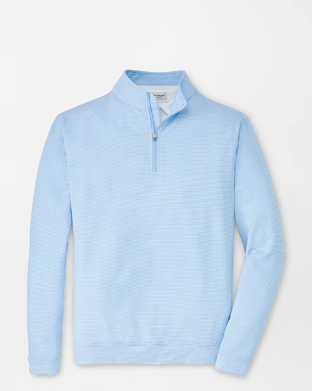 PERTH SUGAR STRIPE PERFORMANCE 1/4 ZIP - COTTAGE BLUE/WHITE