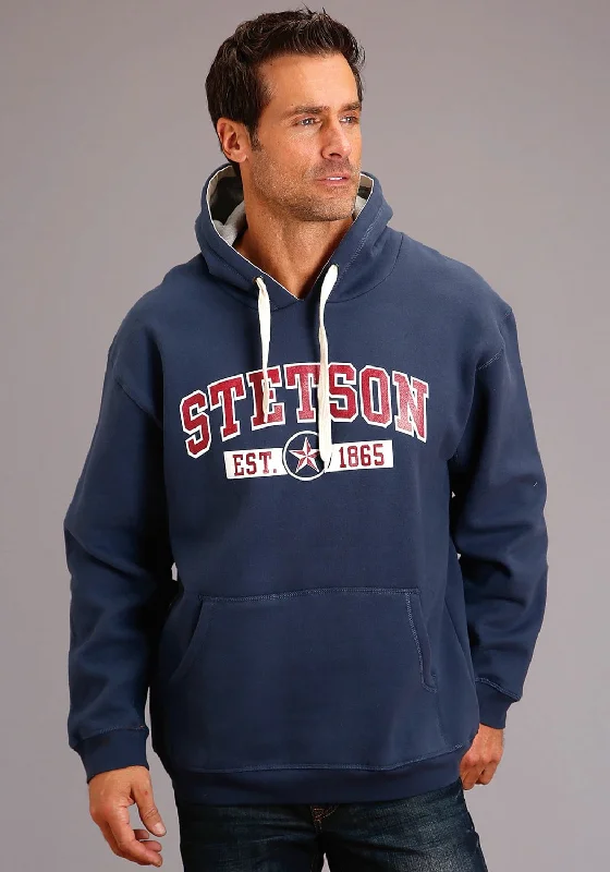 Stetson Mens Navy Cotton Blend Fleece Est 1865 Hoodie