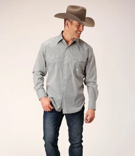 03-001-0225-4027 Roper Mns Amarillo LS Grey Shirt