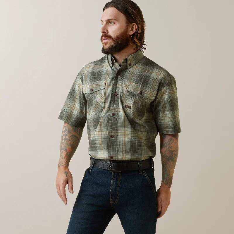 10043490 Ariat Mns Rebar Work shirt Green Plaid