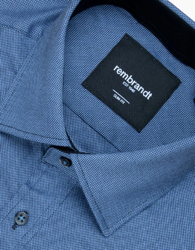 Barbican Blue & Black Textured Shirt