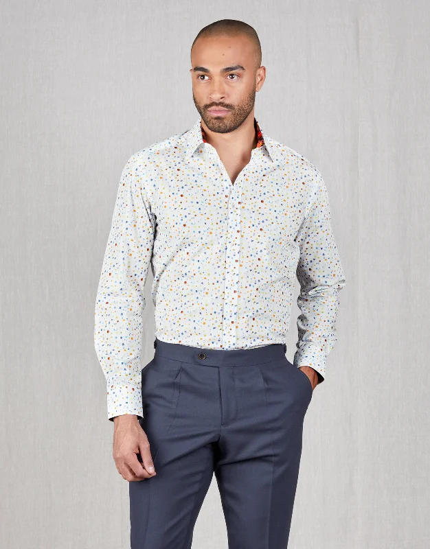 Barbican Orange & Blue Splatter Print Shirt