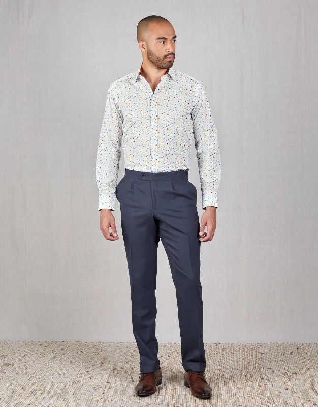 Barbican Orange & Blue Splatter Print Shirt