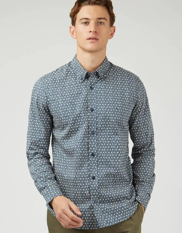 Ben Sherman Dash Print Blue Denim Shirt