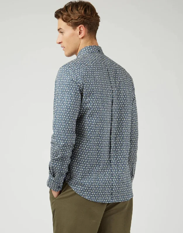 Ben Sherman Dash Print Blue Denim Shirt