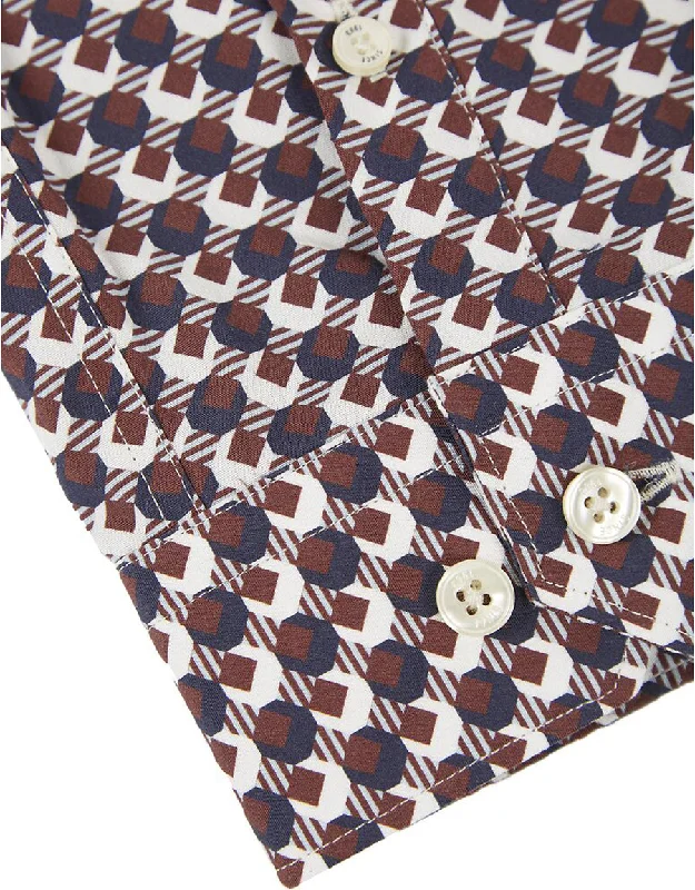 Ben Sherman Retro 70S Geo Print Shirt Coffee