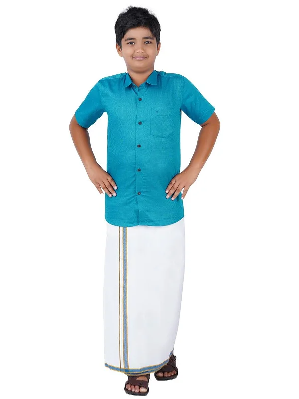 Boys Matching Dhoti & Shirt Combo Blue GL15