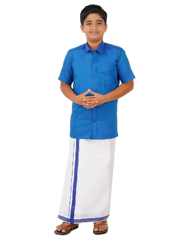 Boys Matching Dhoti & Shirt Combo Madison Blue OX15