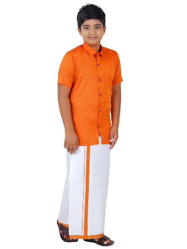 Boys Matching Dhoti & Shirt Combo Rust GL1