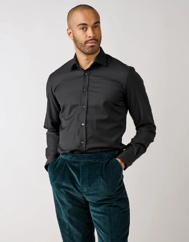 London Black Merino Wool Shirt