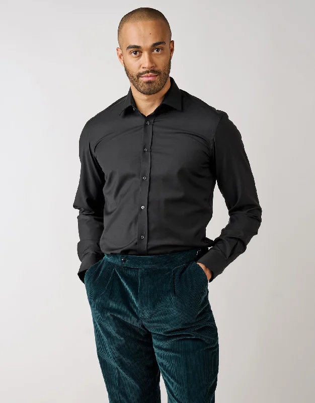 London Black Merino Wool Shirt