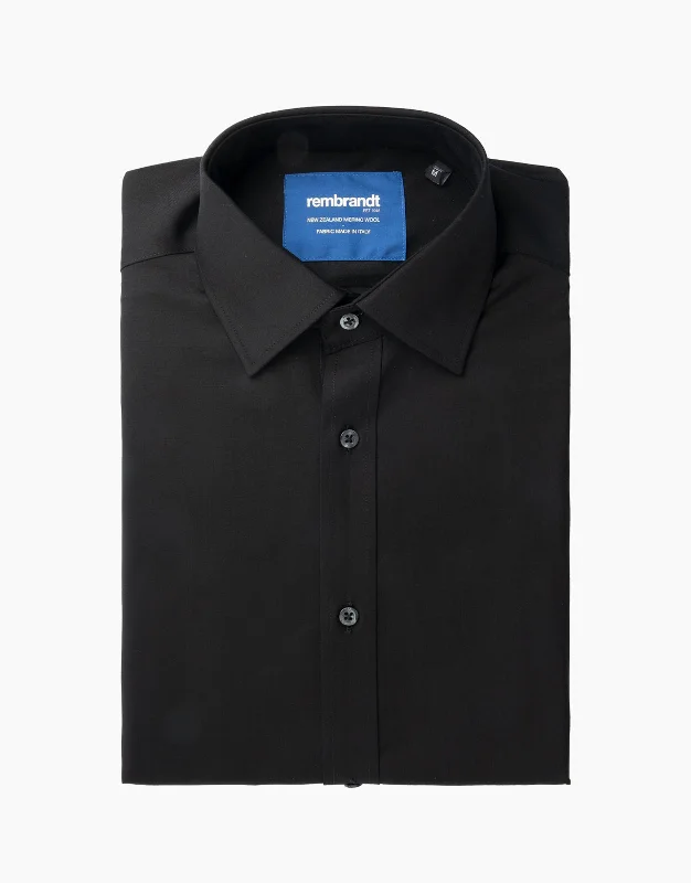 London Black Merino Wool Shirt