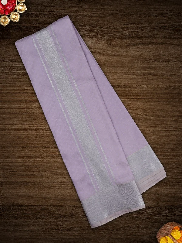 Mens Art Silk Zari Dhoti & Shirting Set Violet Mangalakara