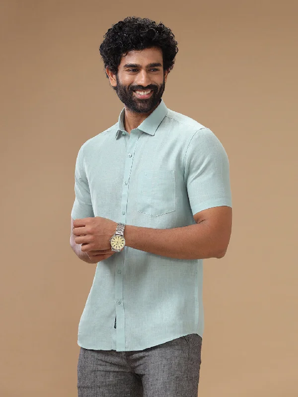 Mens Pure Linen Shirt Blue