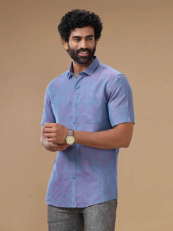 Mens Pure Linen Shirt Violet