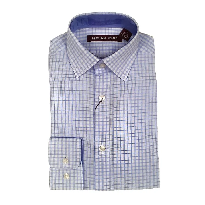 Michael Kors Boys Cotton Blue/White Check Dress Shirt