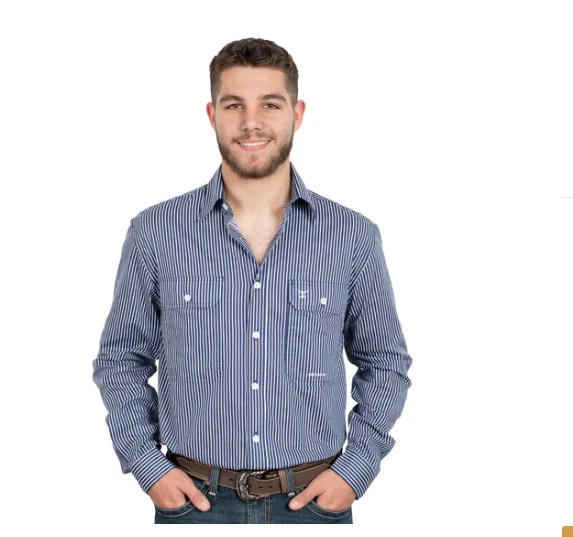 MWLS2332 Just Country Mns Austin Navy Stripe LS Shirt