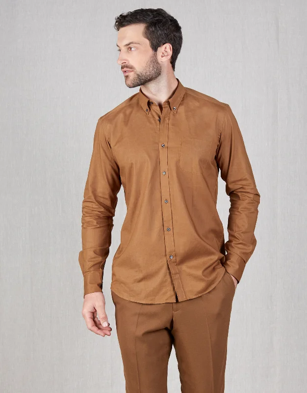 Ohope Tobacco Cotton-Linen Shirt