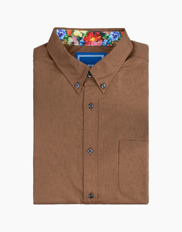 Ohope Tobacco Cotton-Linen Shirt