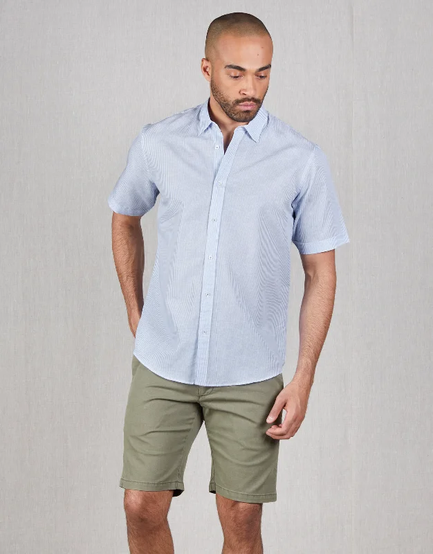 Raglan Light Blue Stripe Short Sleeve Shirt