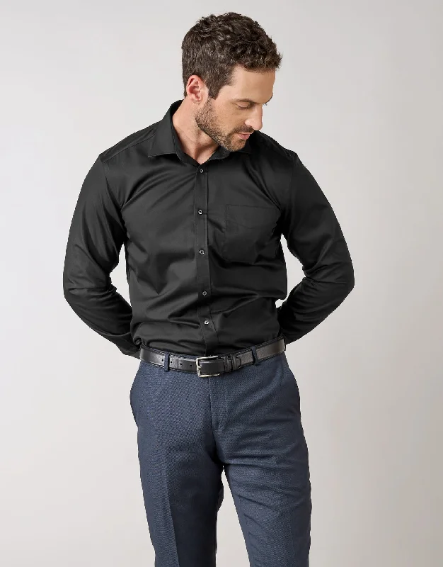 Sinatra Black Twill Business Shirt